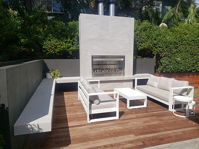 tiled bbq seats and chimney