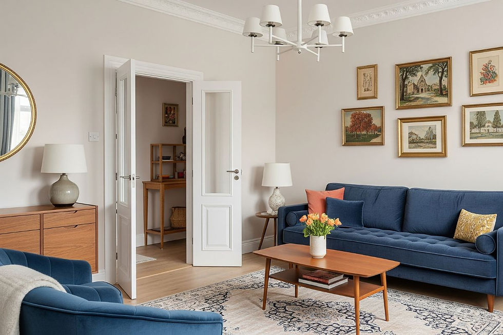 A tastefully decorated living room with classic furniture, illustrating the importance of timeless style in home interiors.