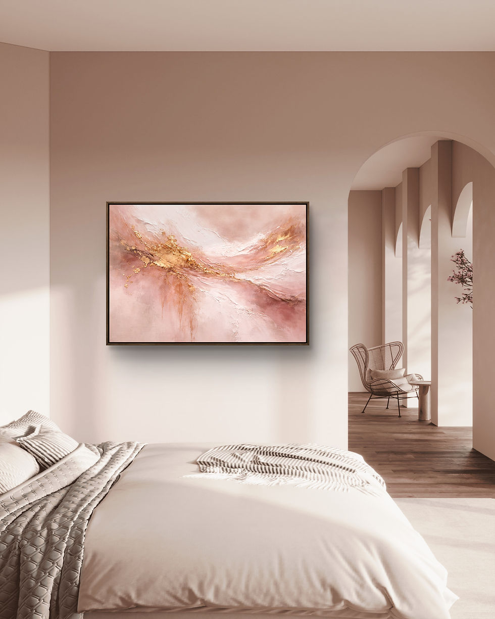 Miniatyrbilde: Rose Horizon - Print on Canvas with a Dark Wood Frame.