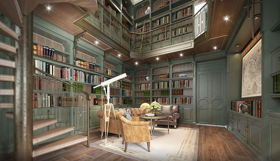 มุมอ่านหนังสือ/ทำงานใน Dream Library โทนเขียว + Art Deco | reading corner