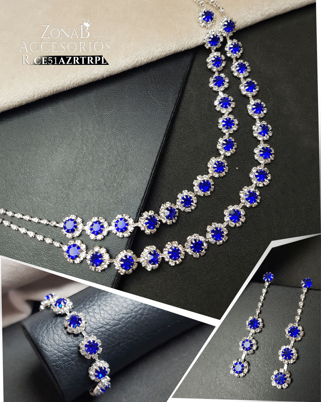 Set de Collar+Zarcillos+Pulsera R.CE51AZRTRPL Azul