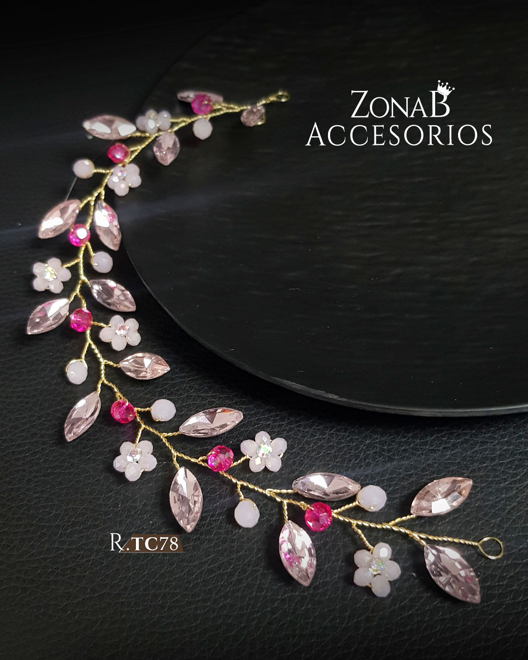Tocado R.TC78 Rosado con Dorado