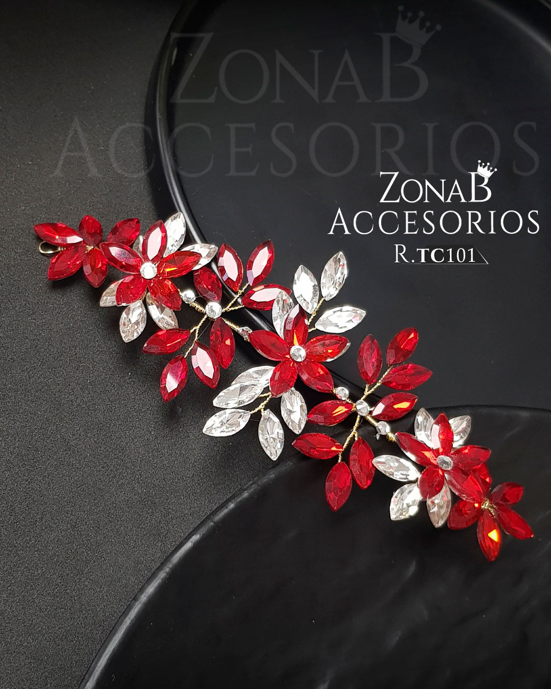 Tocado R.TC101 rojo con dorado