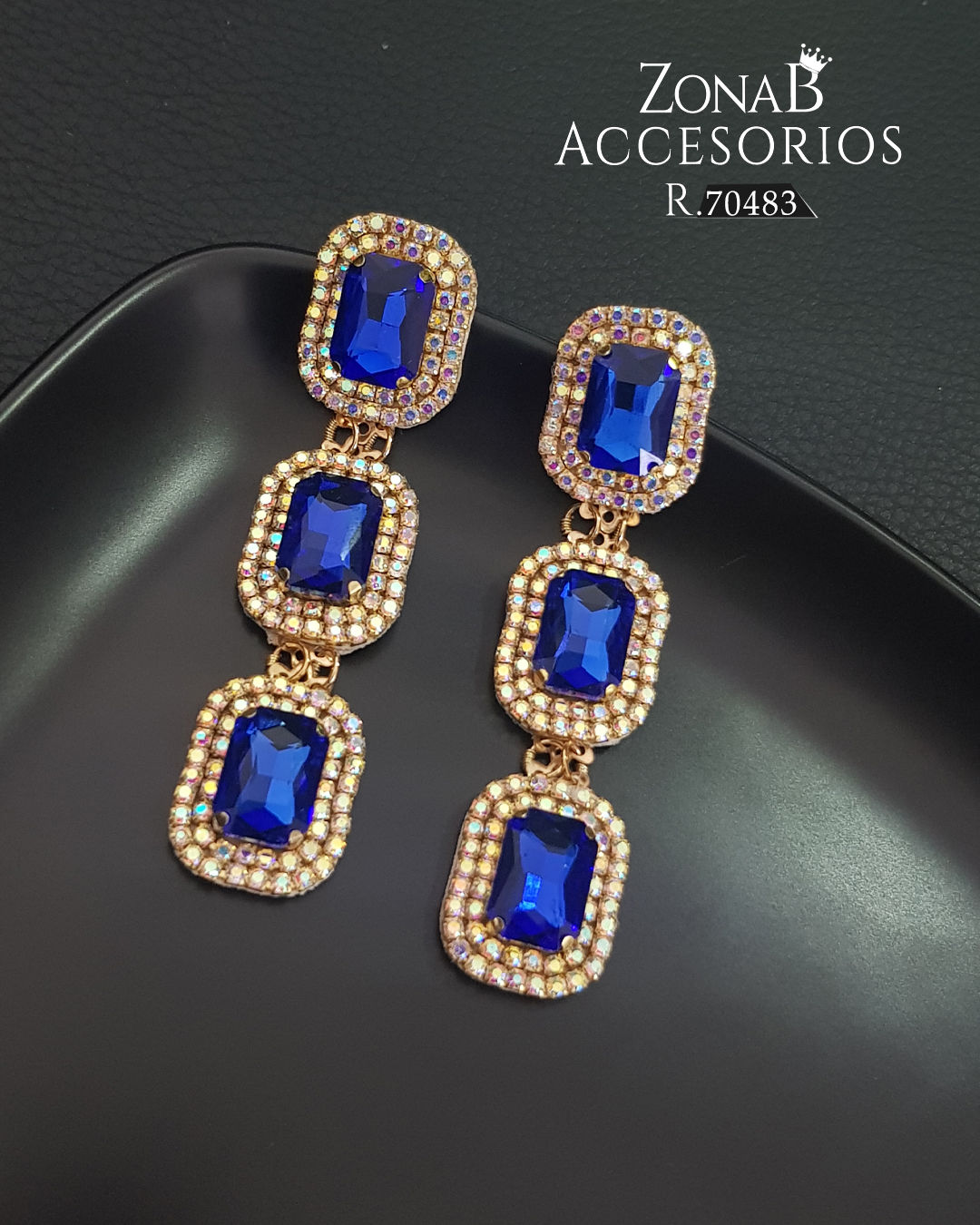 Zarcillos Elegantes R.70483 azul rey + tornasol