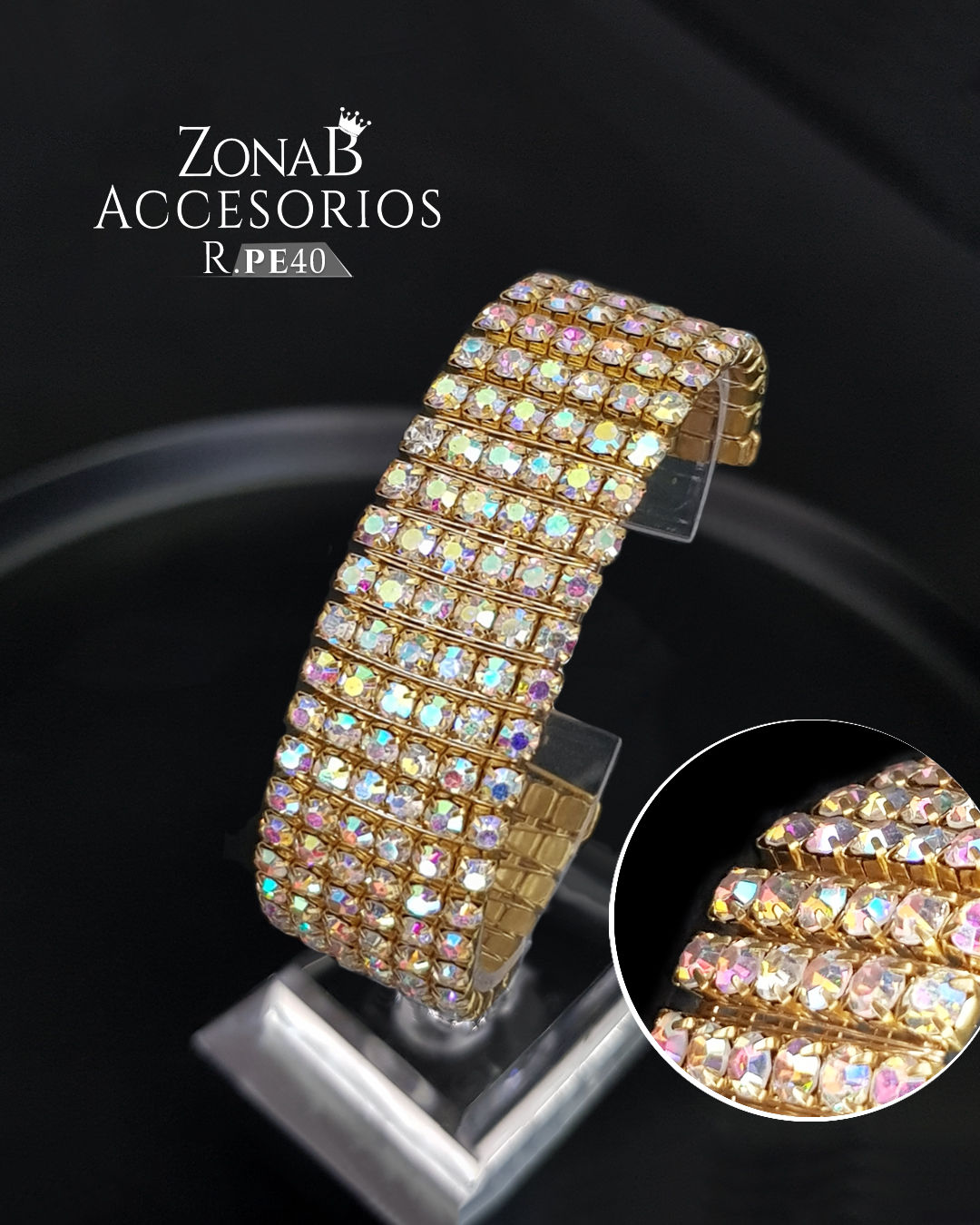 Pulsera Elegante R.PE40 tornasol base dorado