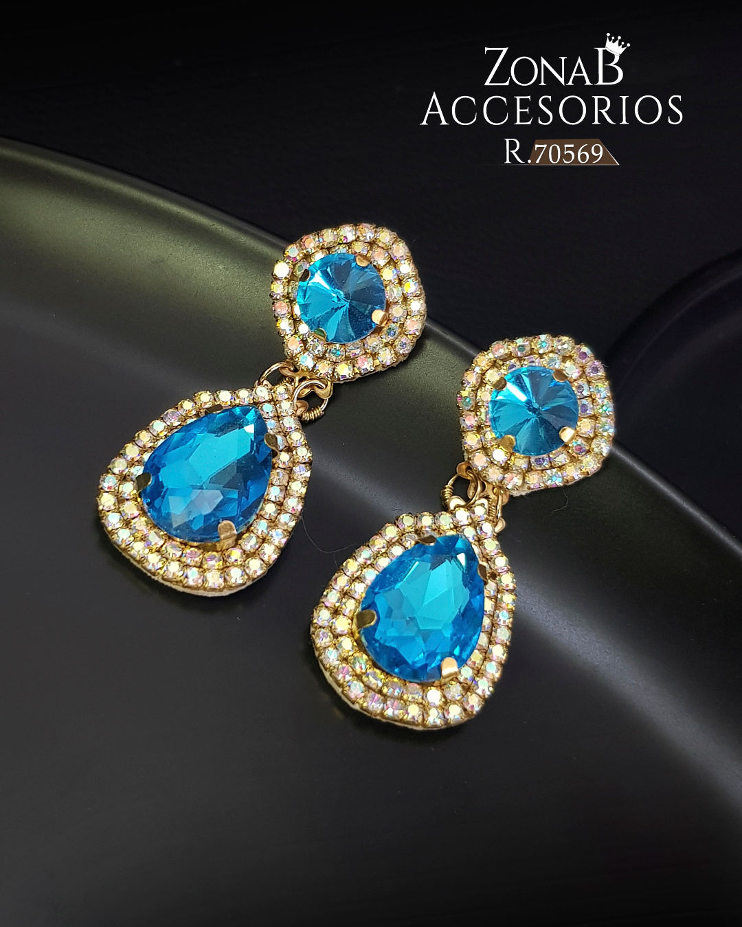 Zarcillos Elegantes R.70569 turquesa claro + tornasol