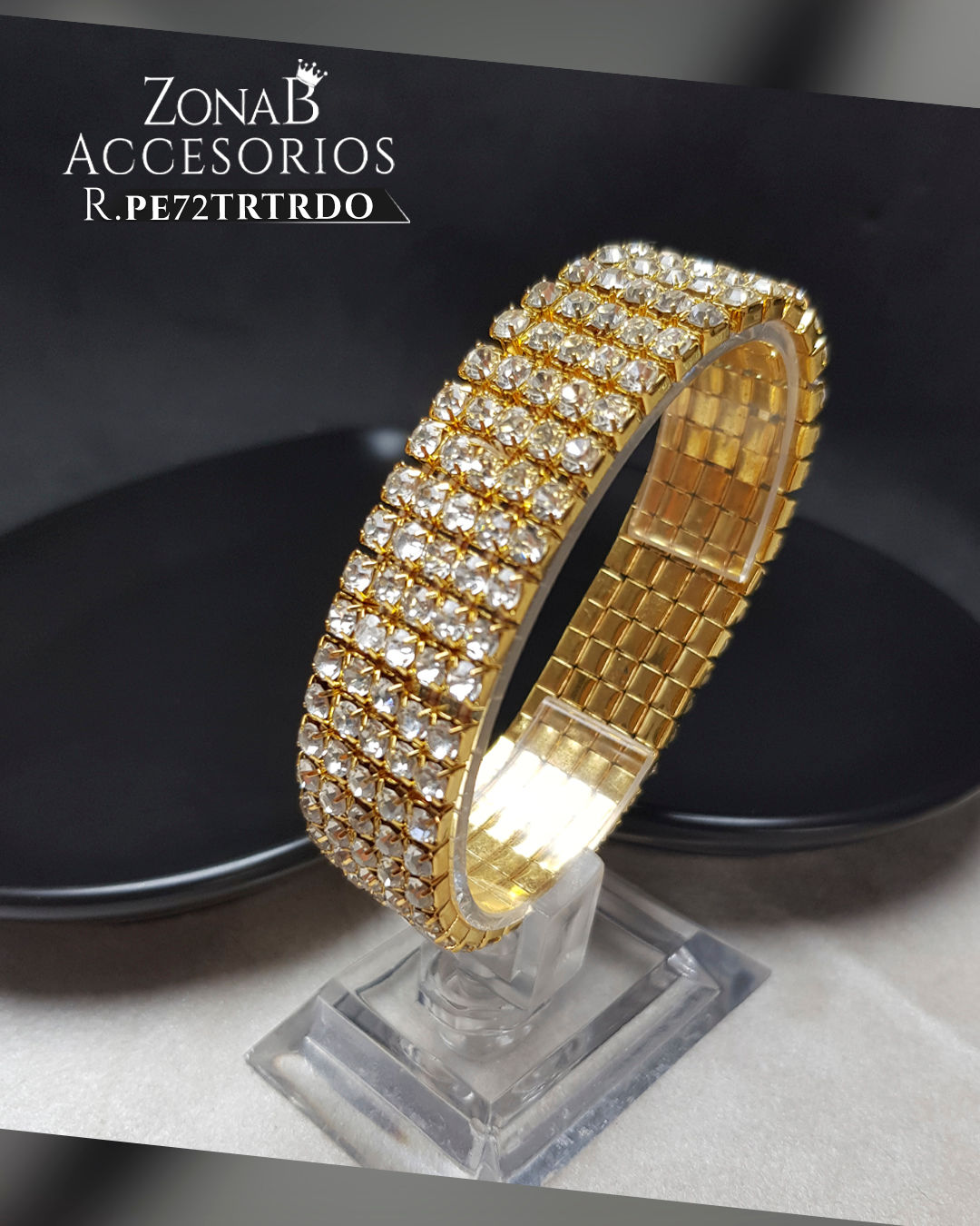Pulsera Elegante Strass 5 dorado R.PE72TRTRDO