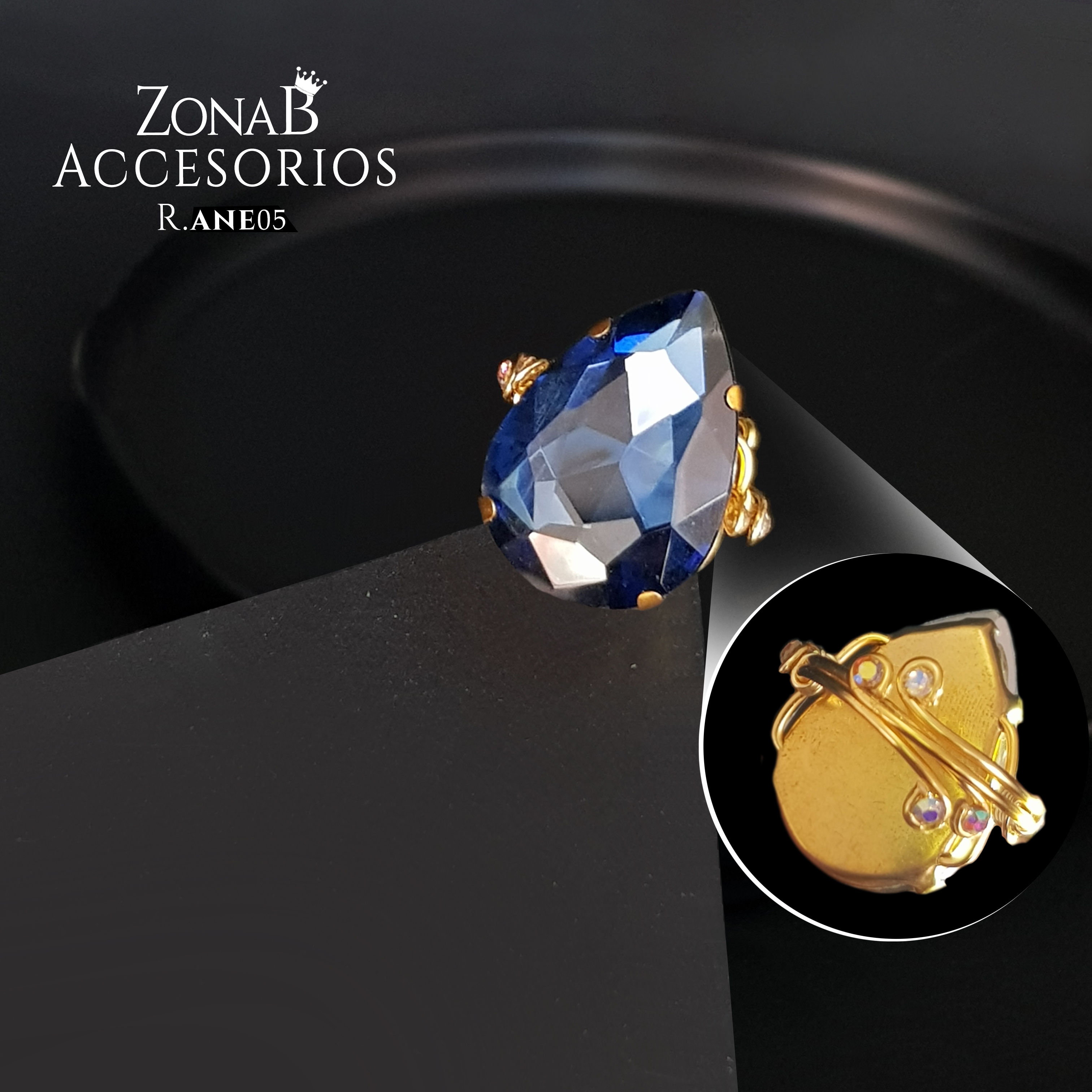 Anillo Elegante LAG 18X25 R.ANE05 azul marino