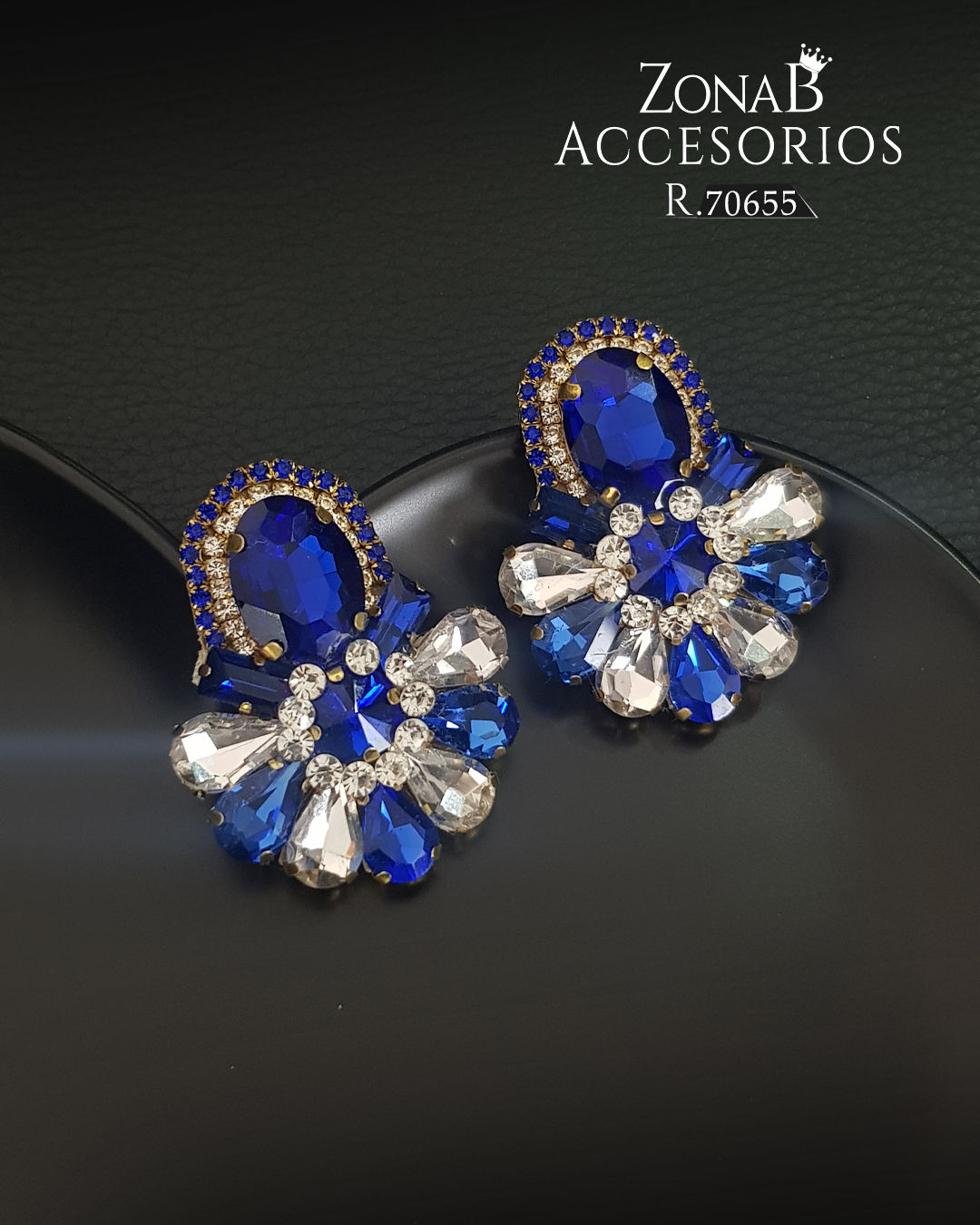 Zarcillos Elegantes R.70655 azul rey + transparente