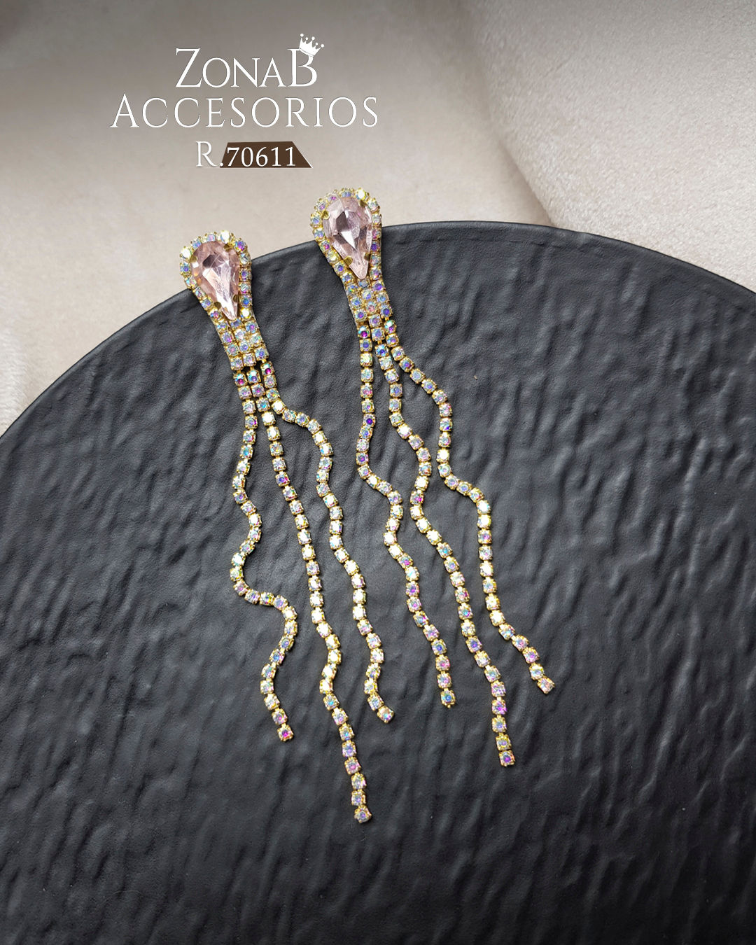 Zarcillos Elegantes R.70611 rosado con tornasol