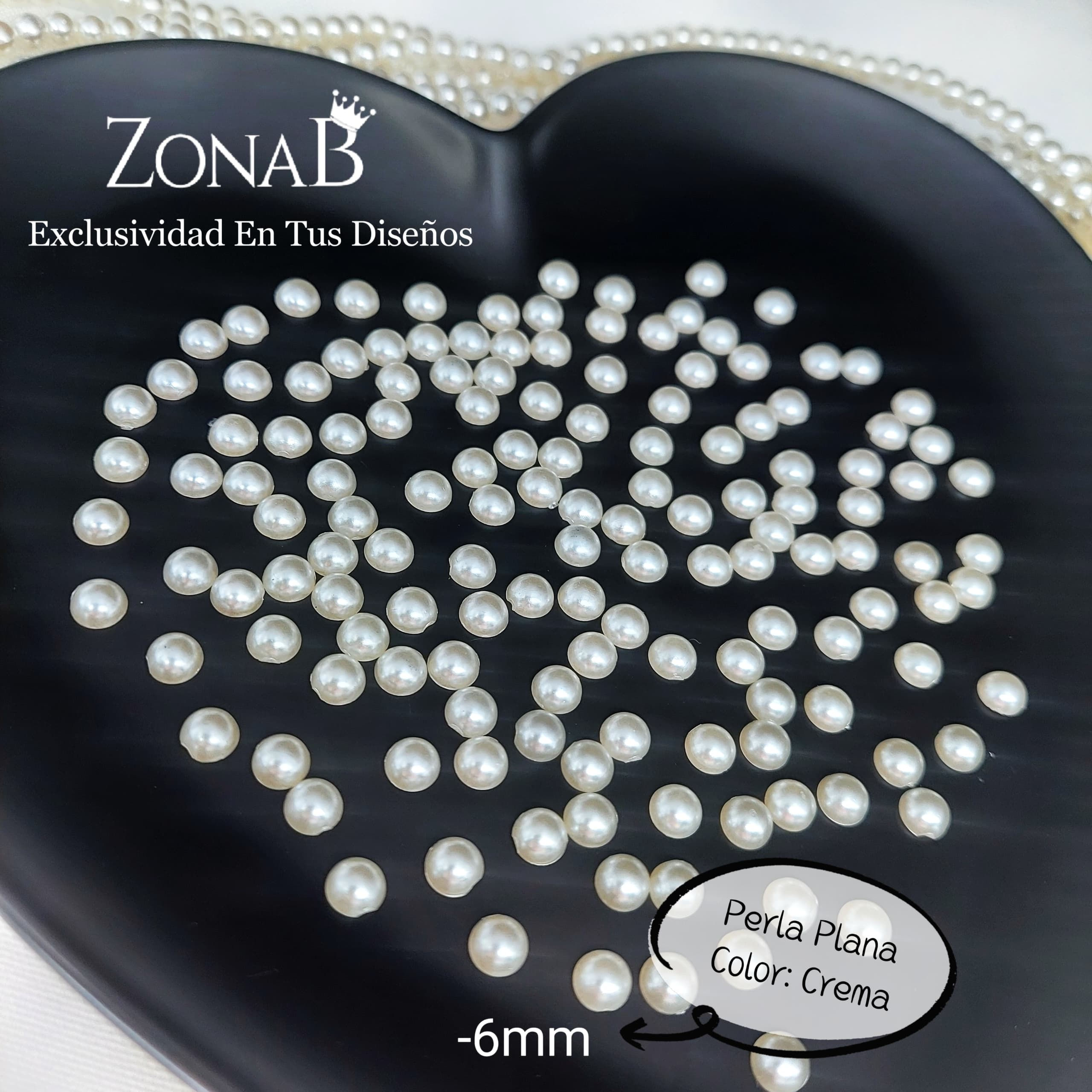 Perlas Planas 6mm crema 144 unidades