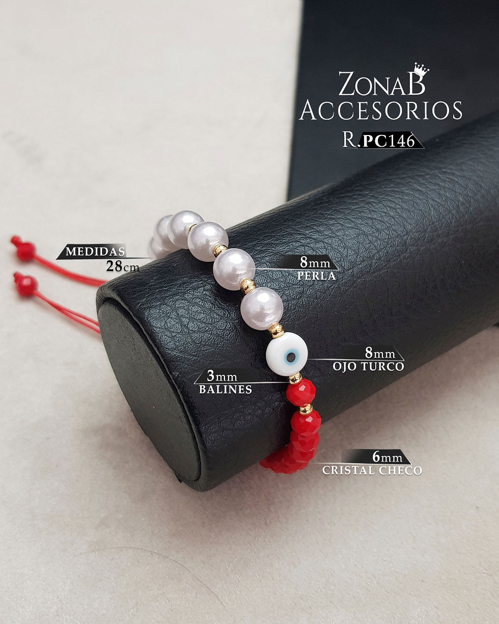 Miniatura: Pulsera de perlas 8mm con cristales de 6m R.PC146