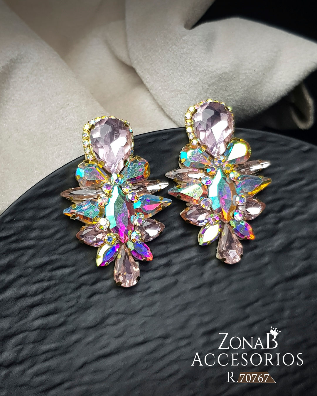 Zarcillos Elegantes R.70767 Rosado con tornasol