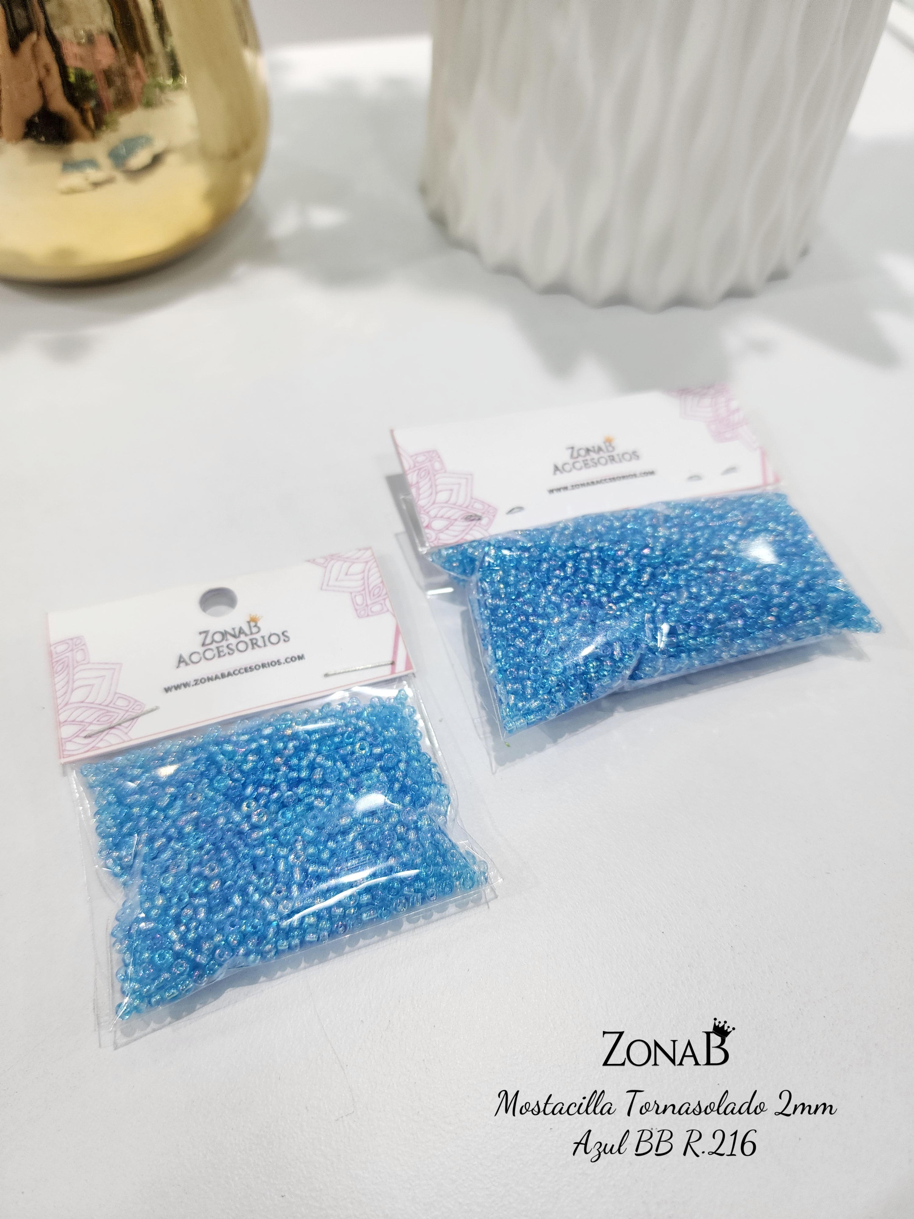 Mostacillas Tornasolado Azul BB R.216