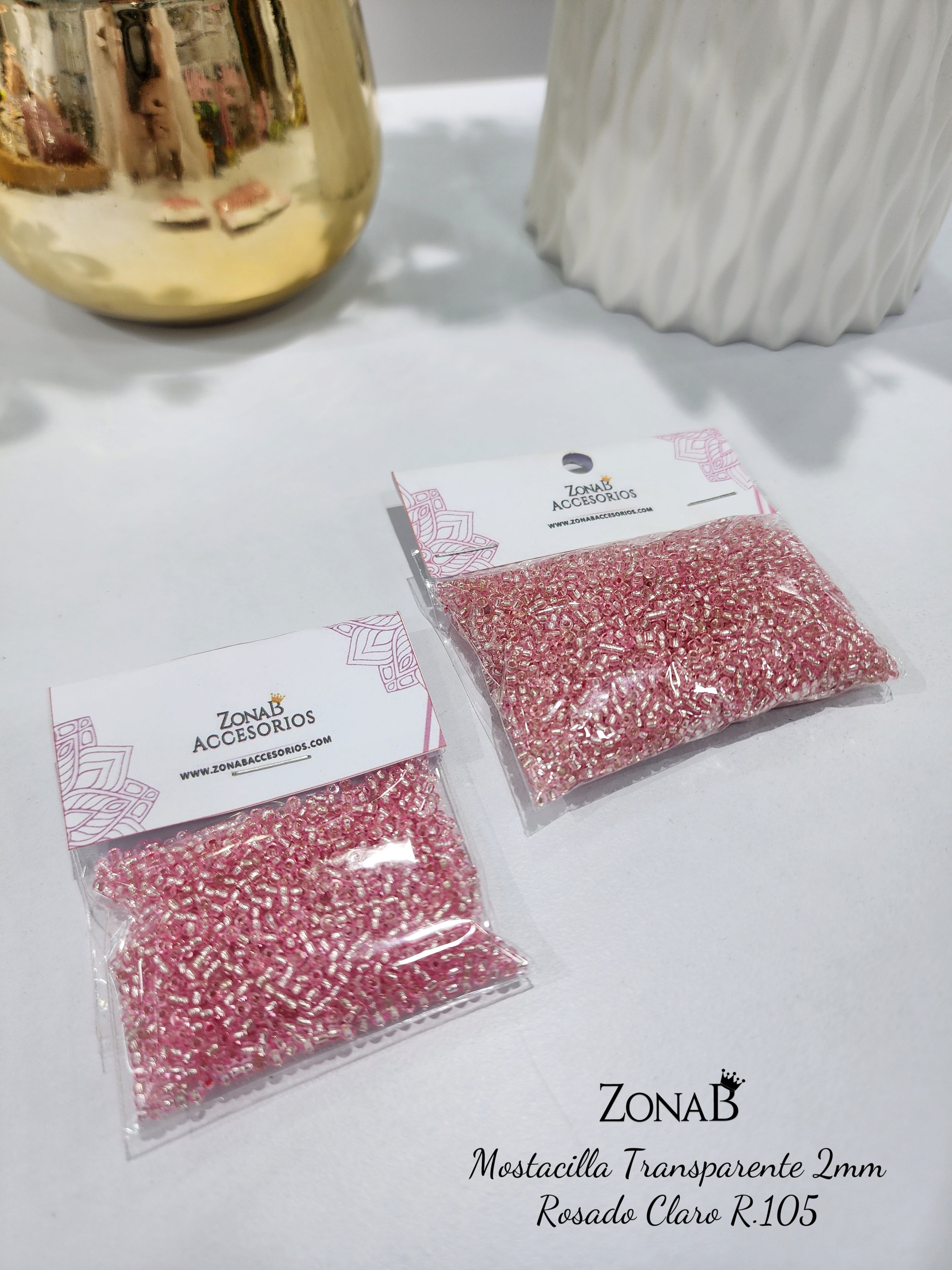 Mostacillas Transparente Rosado Claro R.105