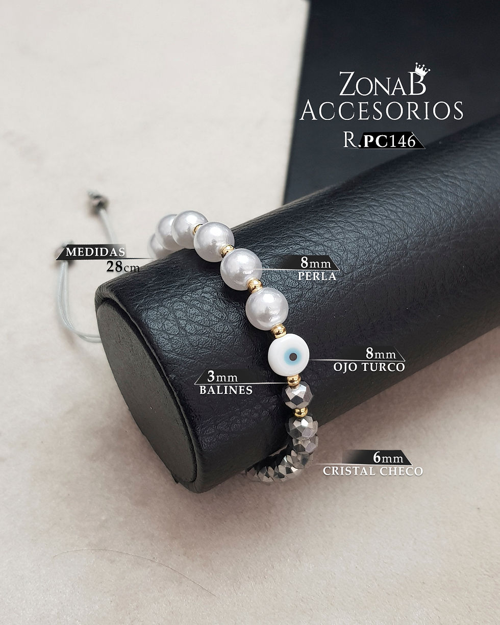 Miniatura: Pulsera de perlas 8mm con cristales de 6m R.PC146