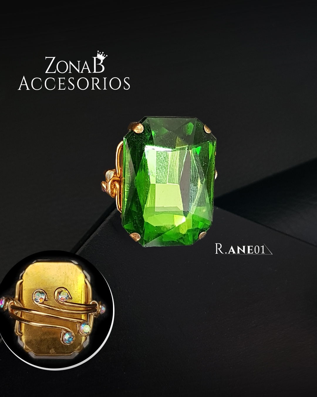 Anillo Elegante R.ANE01 verde medio