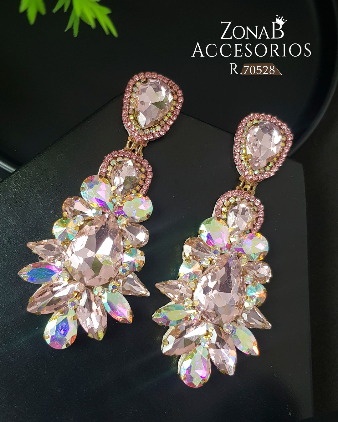 Zarcillos Elegantes R.70528 rosado con tornasol