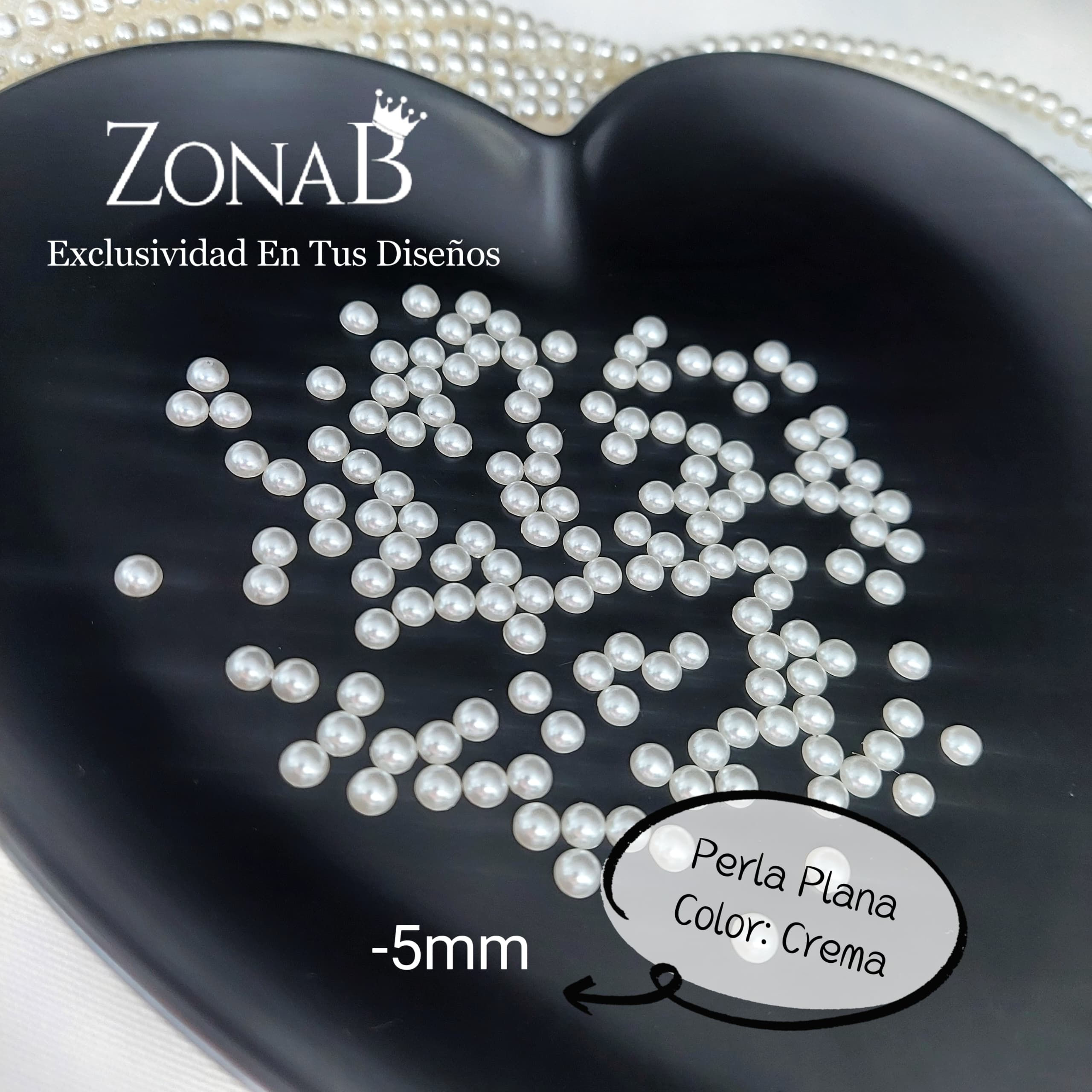 Perlas Planas 5mm crema 144 unidades