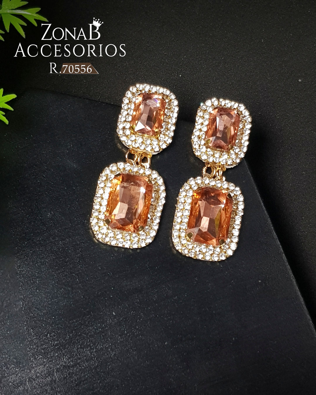 Zarcillos Elegantes R.70556 Rosa vieja con dorado