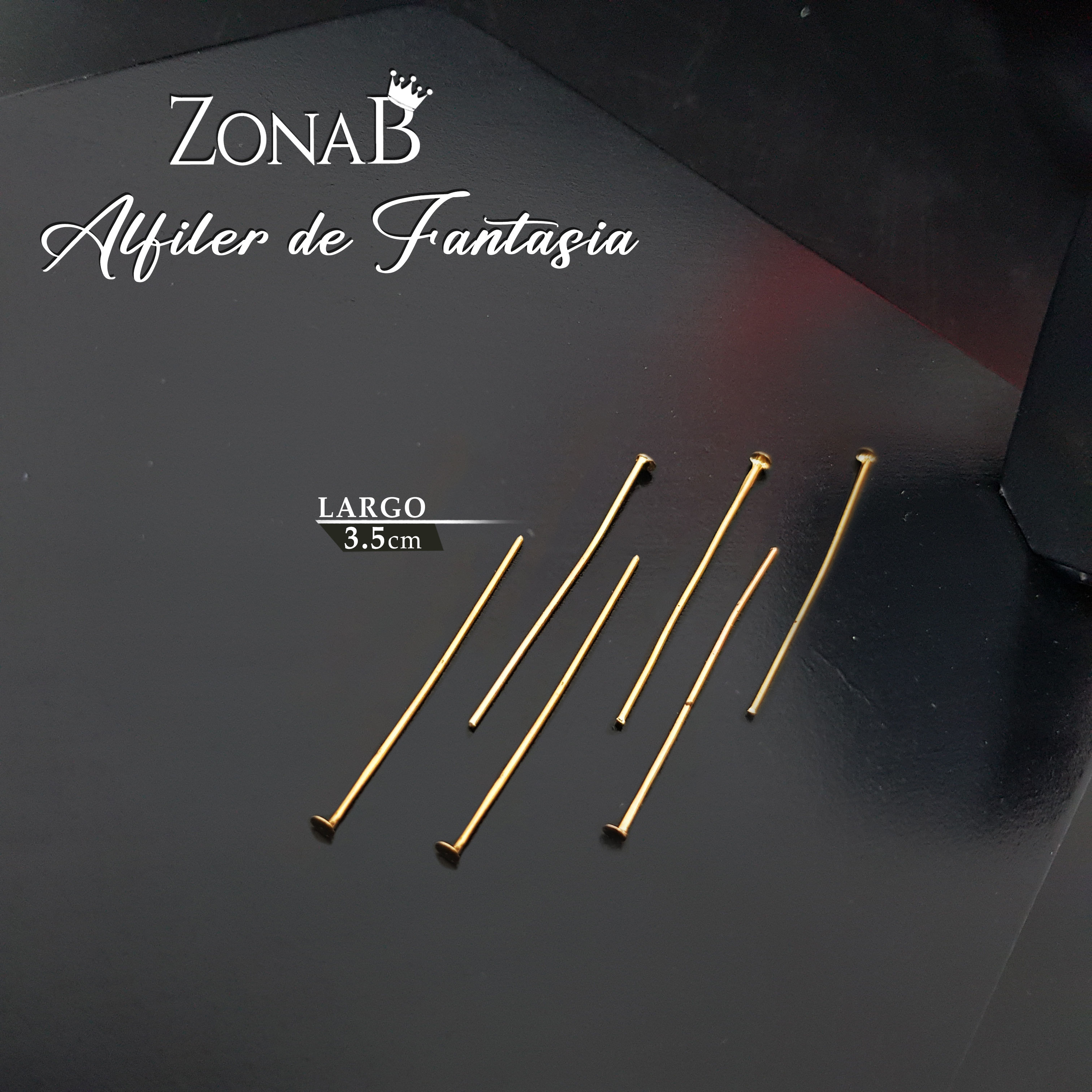 Alfiler de fantasia dorado punta plana