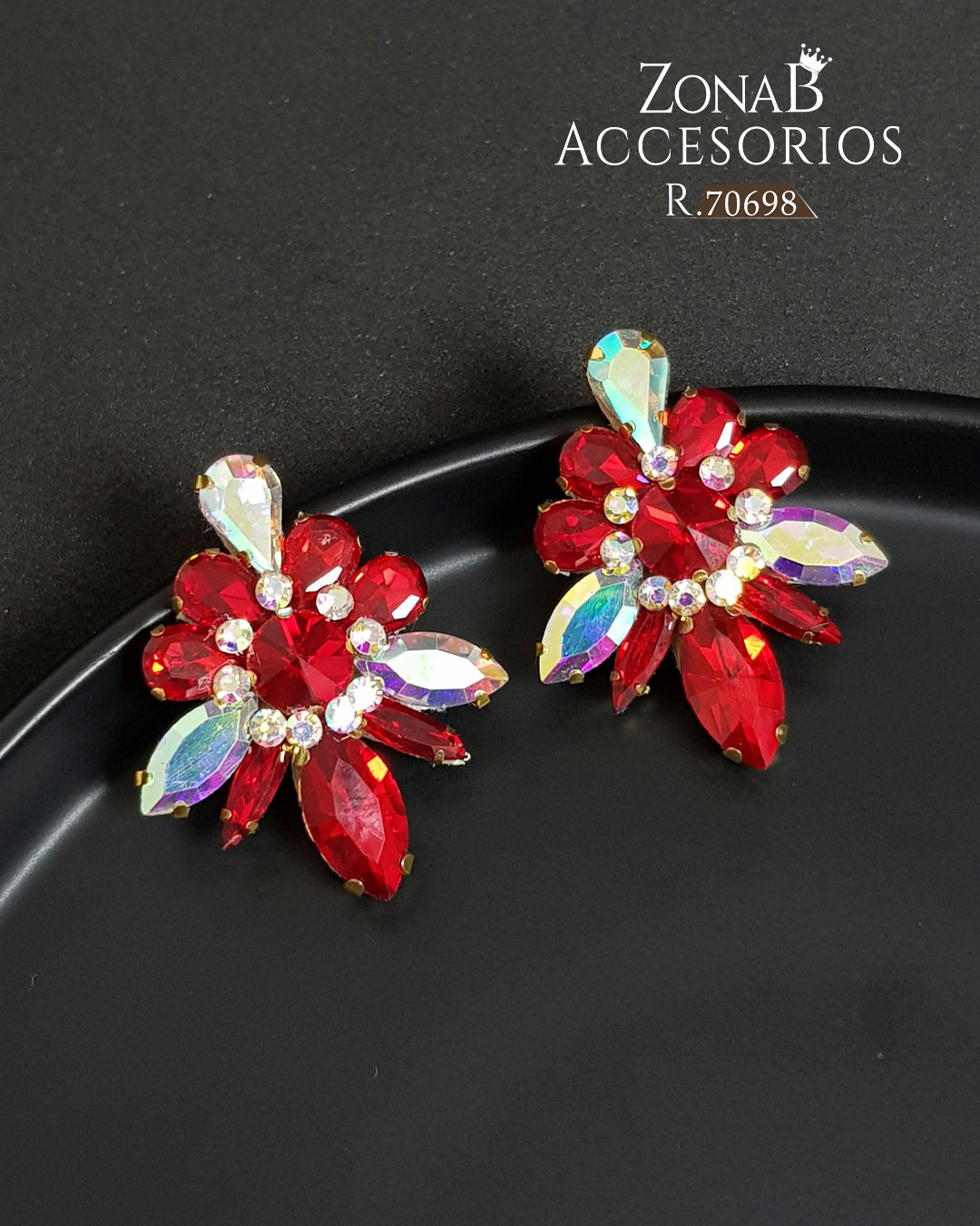 Zarcillos Elegantes R.70698 rojo con tornasol