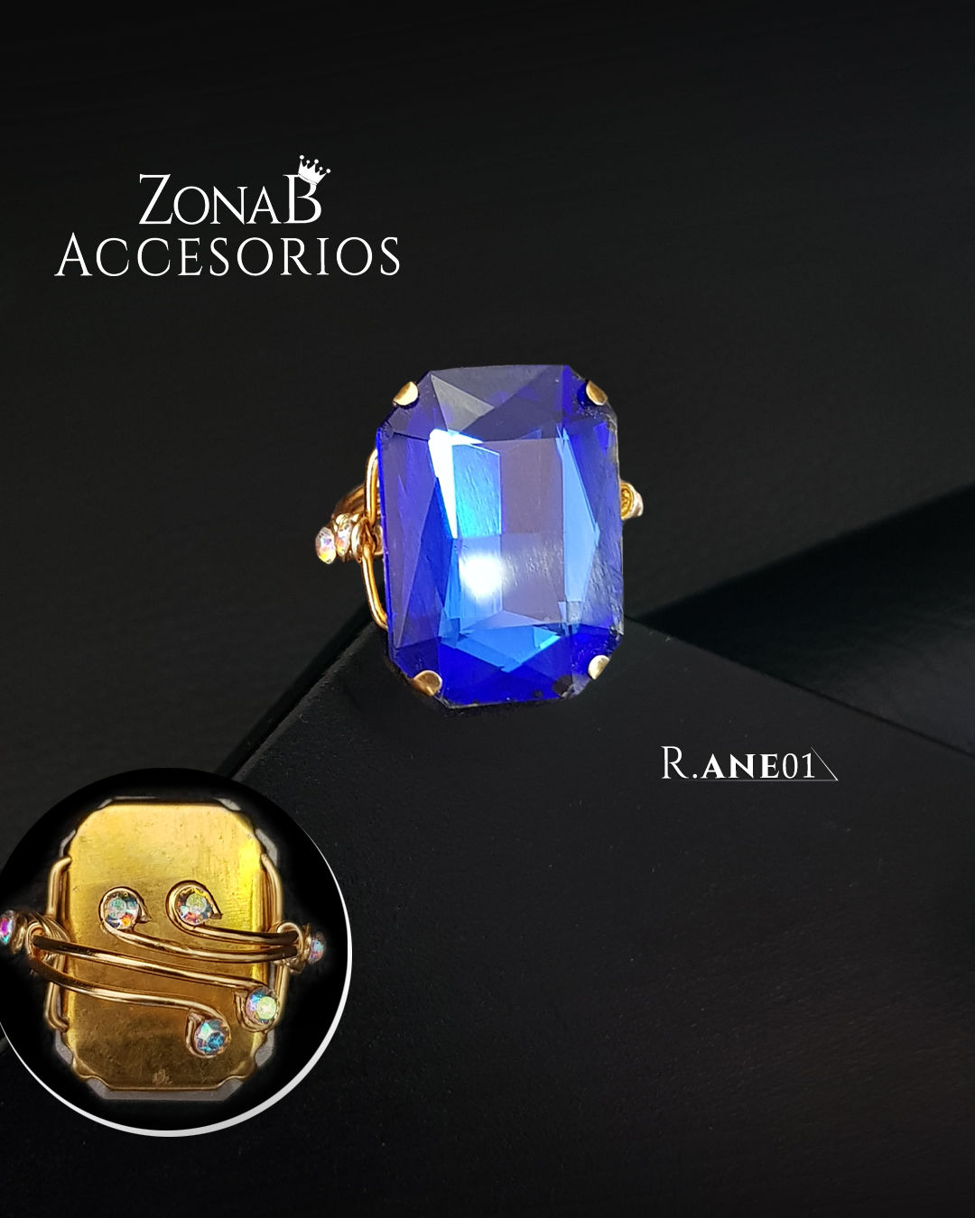 Anillo Elegante OTG 18X25 R.ANE01 azul rey