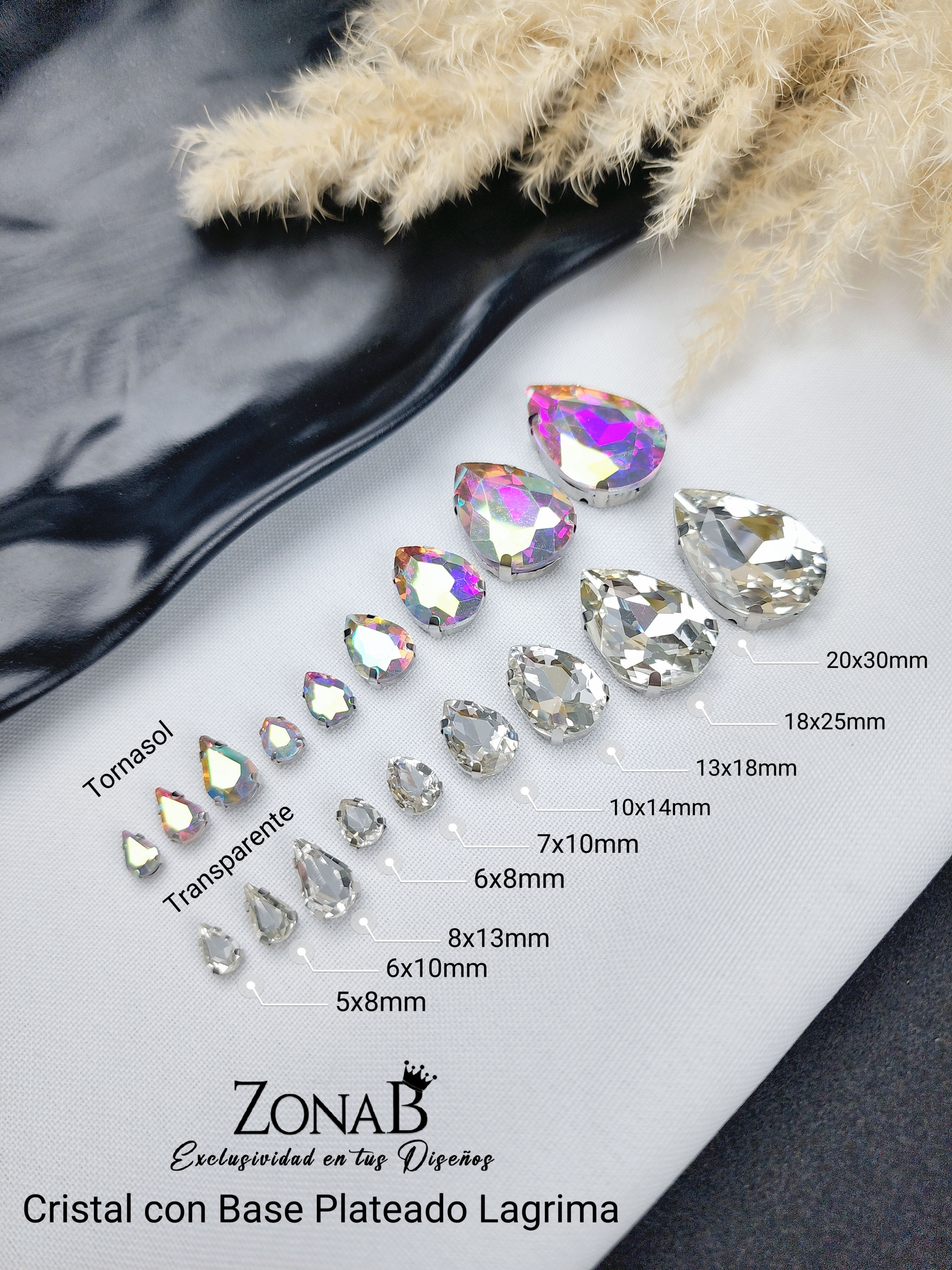 Cristal con Base Plateado Lagrima