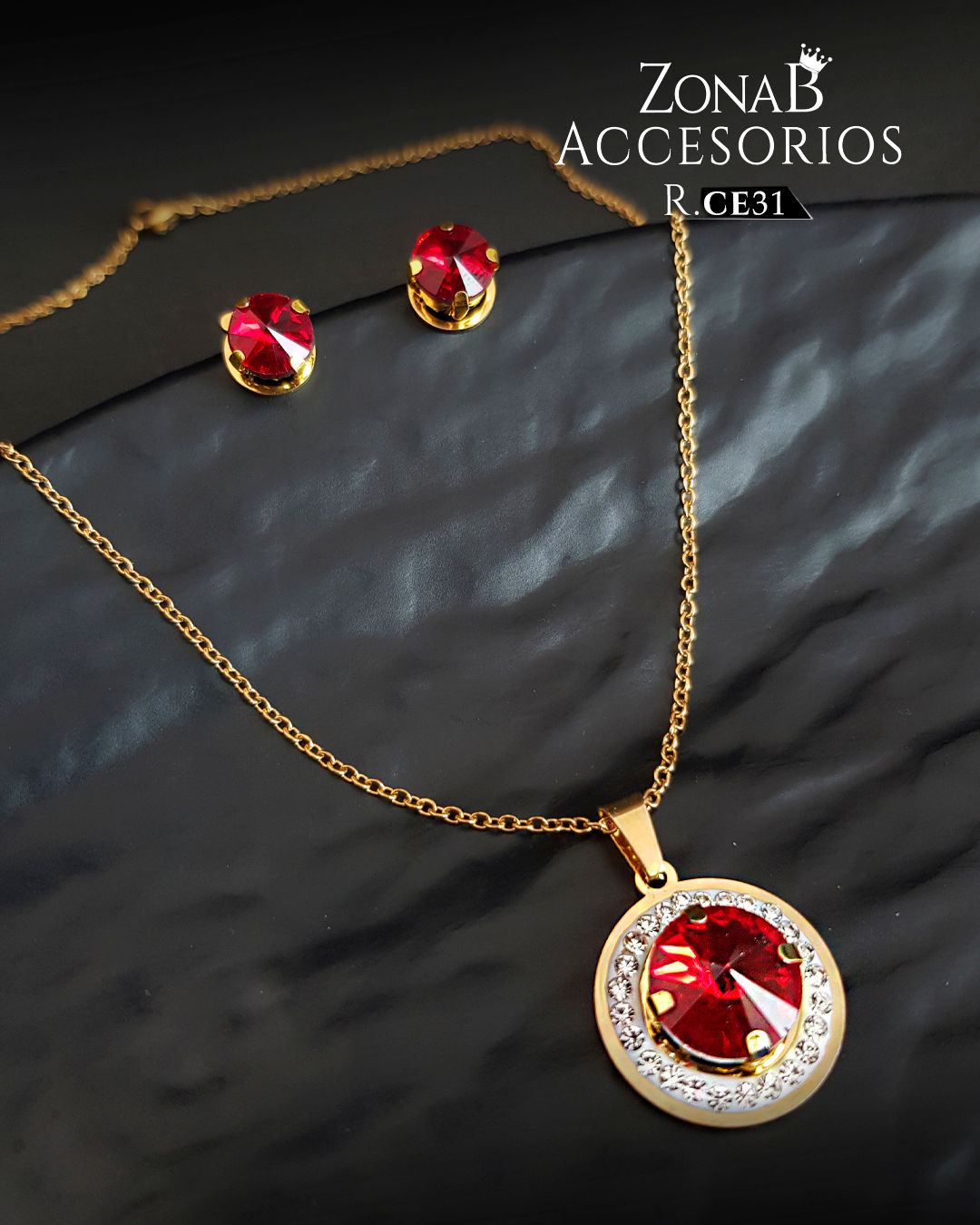 Set de Collar+Zarcillos R.CE31 Rojo