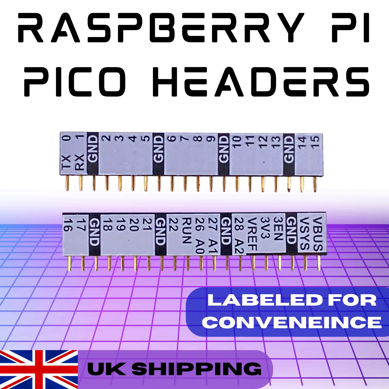 Raspberry Pi Pico Solder-On Headers (Labelled Female) - Pico & Pico 2