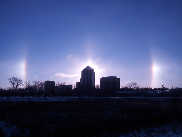 Sun dogs in bloomington on a very cold winter day
