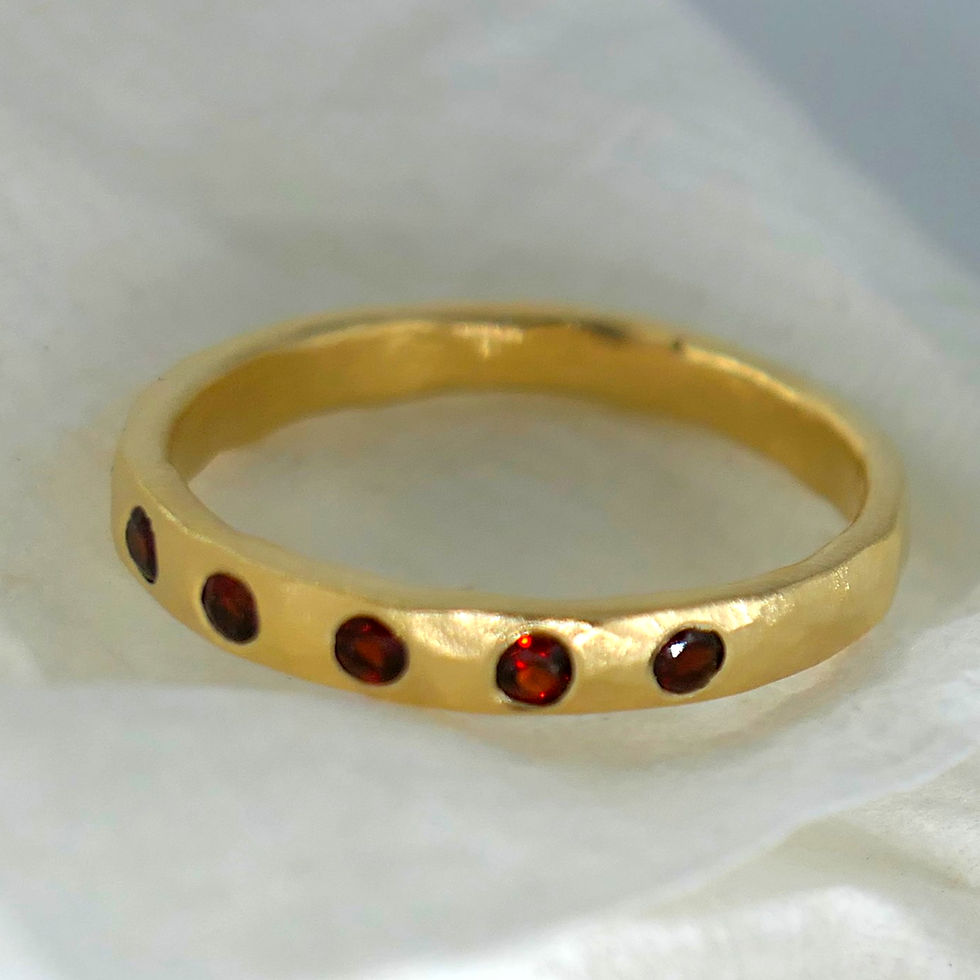 gold filled ring elegant classic design with garnet set stones