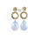 Thumbnail: Best Turkish Natural Blue Chalcedony-14k Solid Gold Hoop Post Dangle Earrings