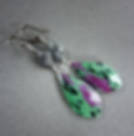 Ruby In Zoisite Bali Handmade 925 Oxidized Silver-Long Dangle Earrings-OOAK