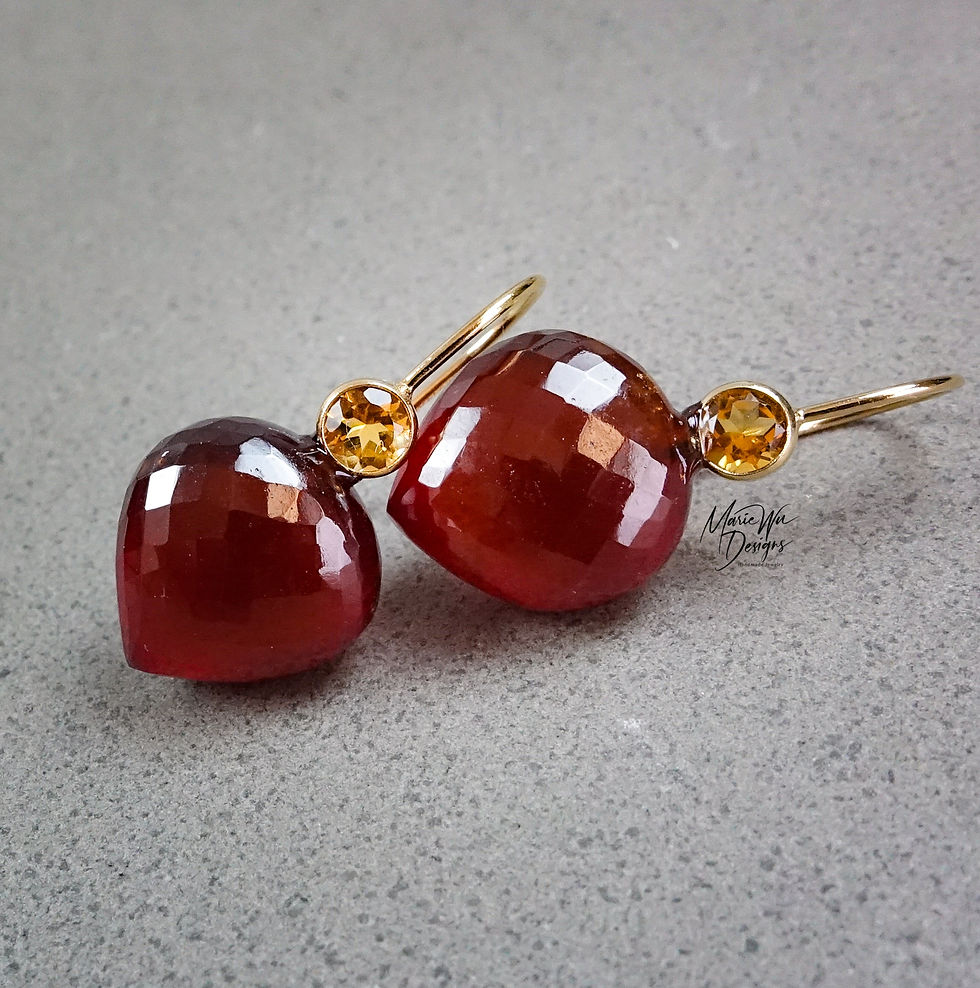 Thumbnail: AAA Natural Garnet-Natural Citrine-14k Gold Fill Gemstone Earrings-January