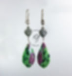 Ruby In Zoisite Bali Handmade 925 Oxidized Silver-Long Dangle Earrings-OOAK
