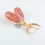 Thumbnail: Genuine Strawberry Quartz-Stardust-14k Solid Yellow Gold Dangle Earrings