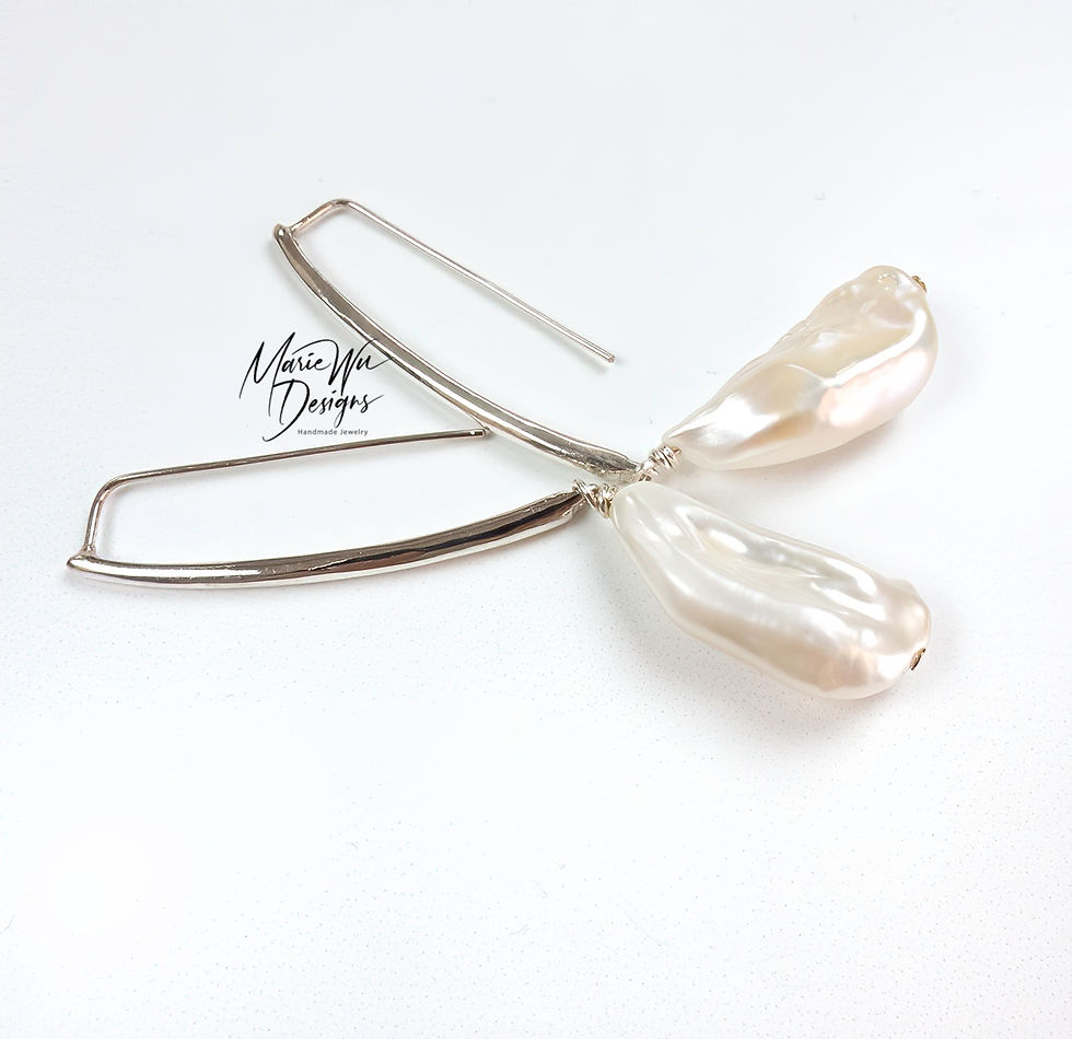 Lustrous Biwa Stick Cultured Pearl-Contemporary Sterling Silver Dangle Earrings