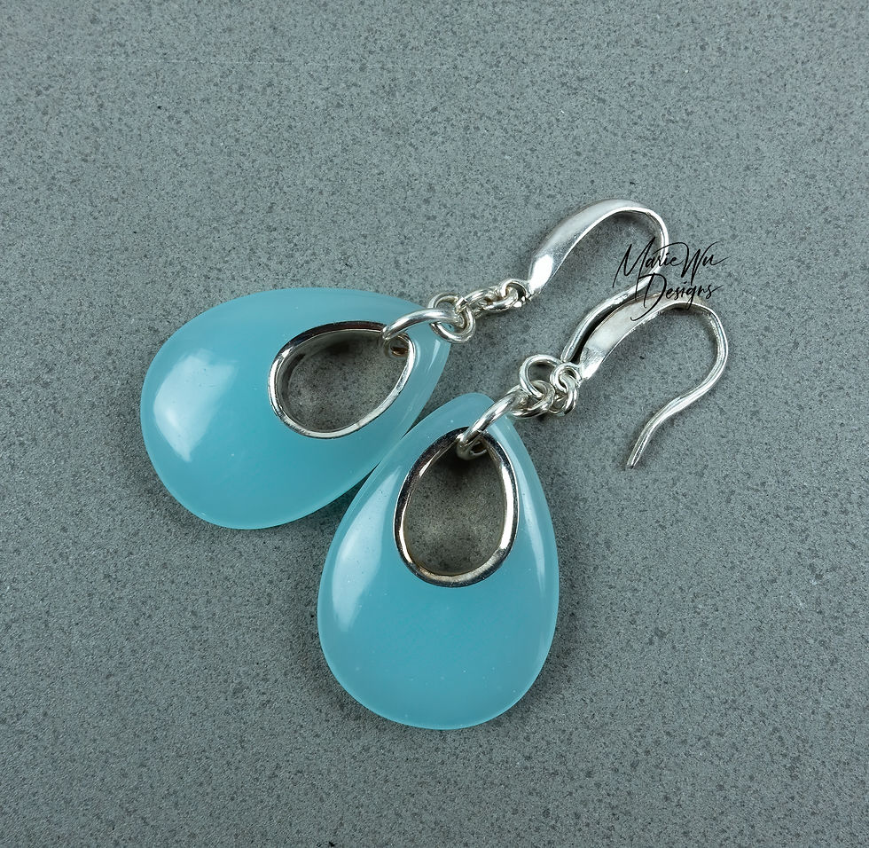Contemporary-Aqua Chalcedony Hoop-Sterling Silver Bold Earrings