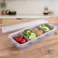 Küçük resim: 4 Bölmeli Kapaklı Çok Amaçlı Saklama Kutusu Plastik Kahvaltılık Saklama Kabı
