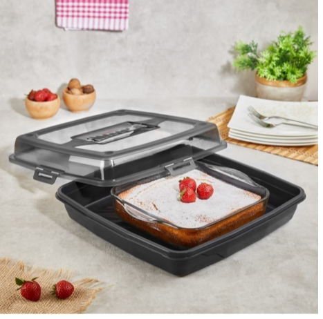 Joy 4 Taraf Kilitli Kek Börek Borcam Saklama Kabı Royaleks