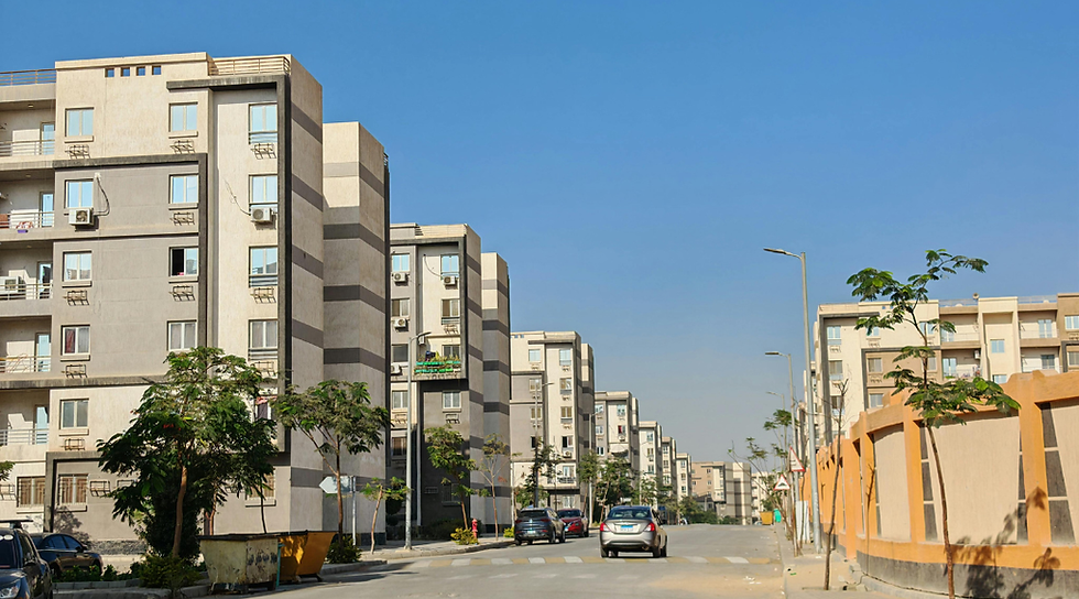 Quartier résidentiel avec des fleurs printanières et une activité saisonnière douce autour de maisons détachées durant une période de transition calme