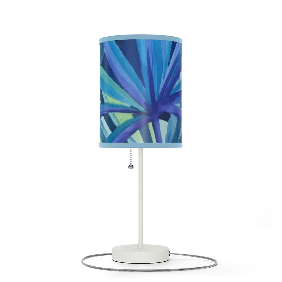Thumbnail: Blue Green Tropical Print - Lamp on a Stand