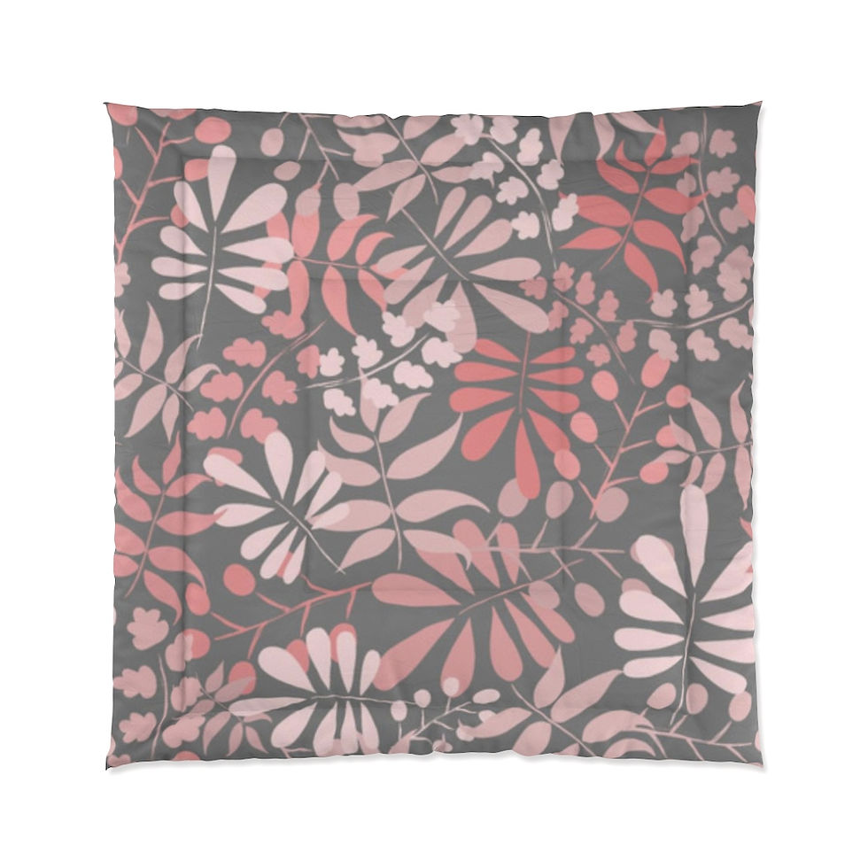Thumbnail: Pink Gray Hot Pink Tropical Print - Comforter
