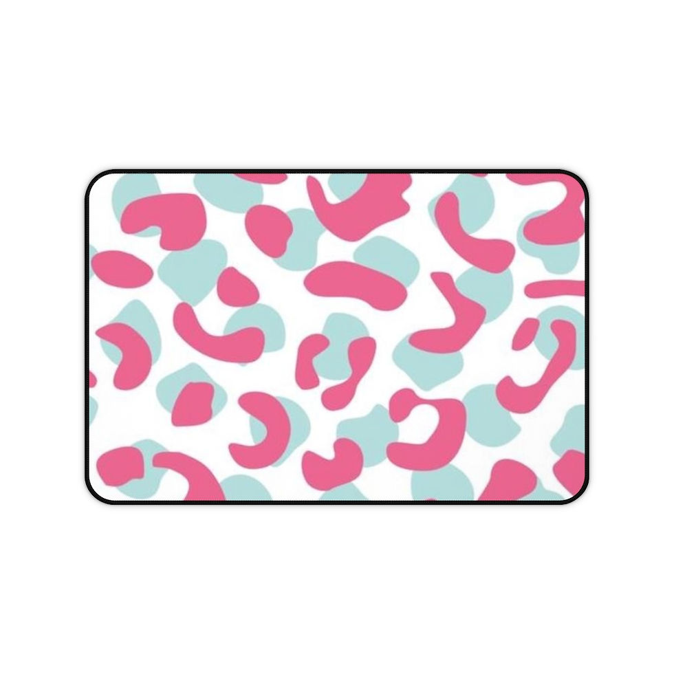 Thumbnail: Fuchsia Sky Snow Leopard Print - Desk Mat