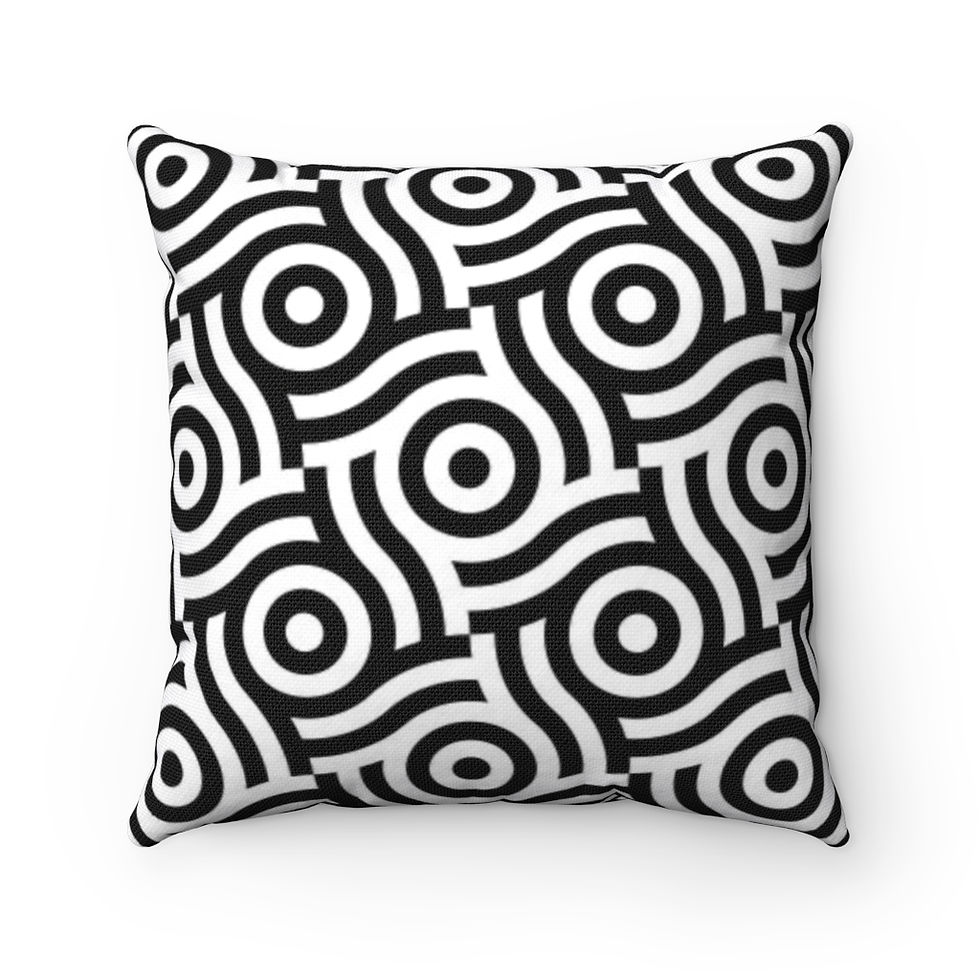 Thumbnail: Raven Bleached Geometric Print - Spun Polyester Square Pillow