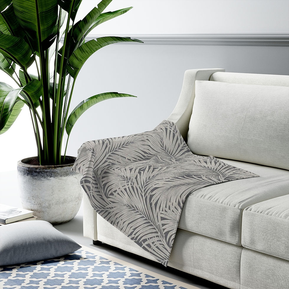 Thumbnail:  Silver Porpoise Palm Leaves - Velveteen Plush Blanket