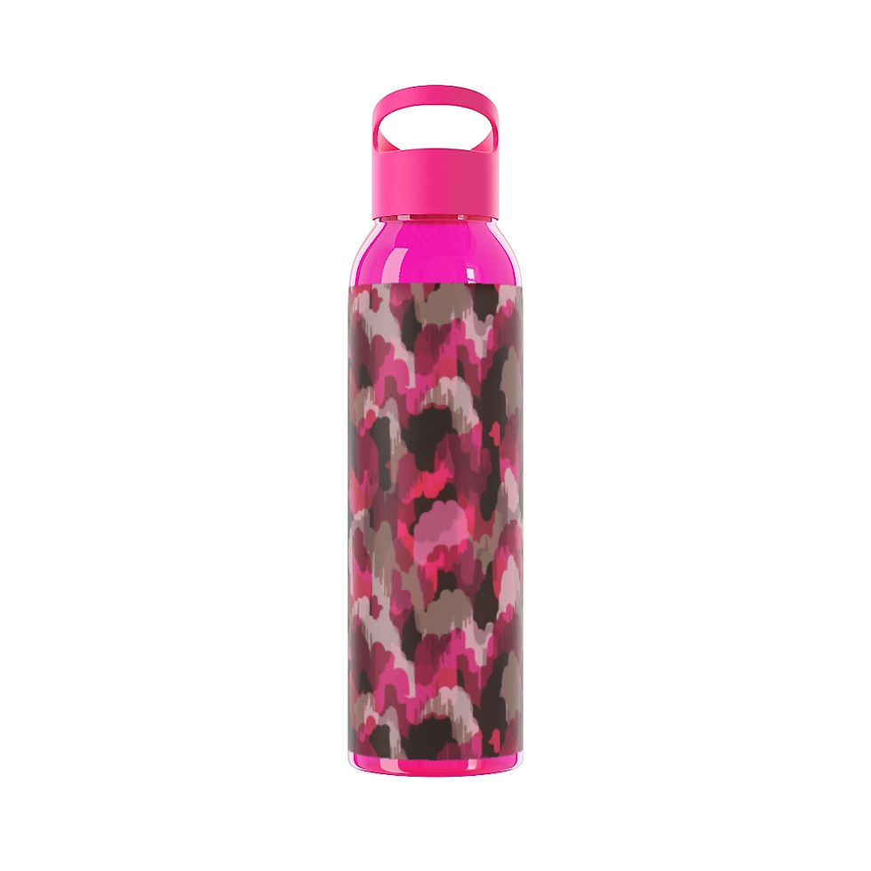 Thumbnail: Magenta Hazel Wood Midnight Rice Cheetah - Sky Water Bottle