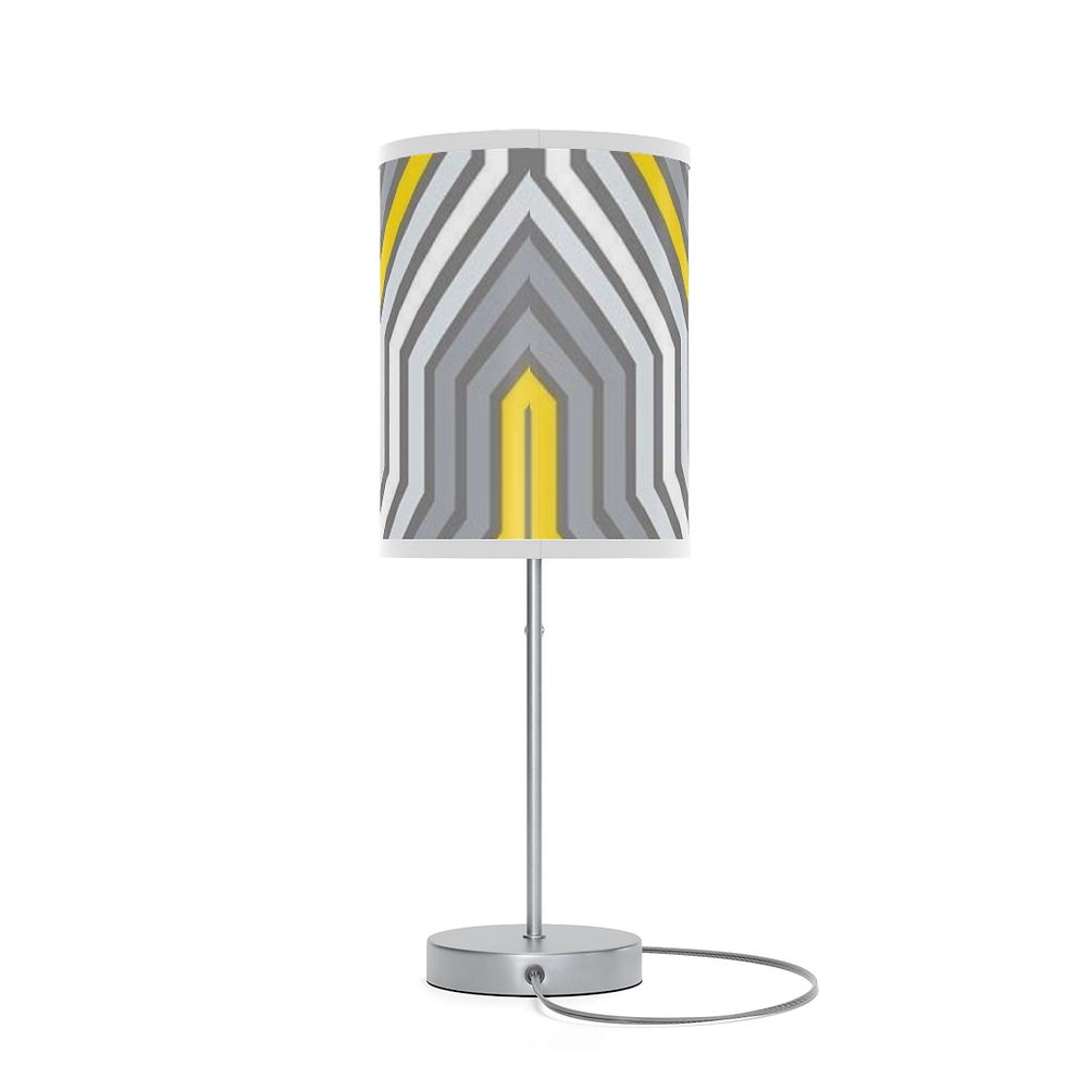 Thumbnail: Smoke Gray Bumblebee White Geometric Print - Lamp on a Stand