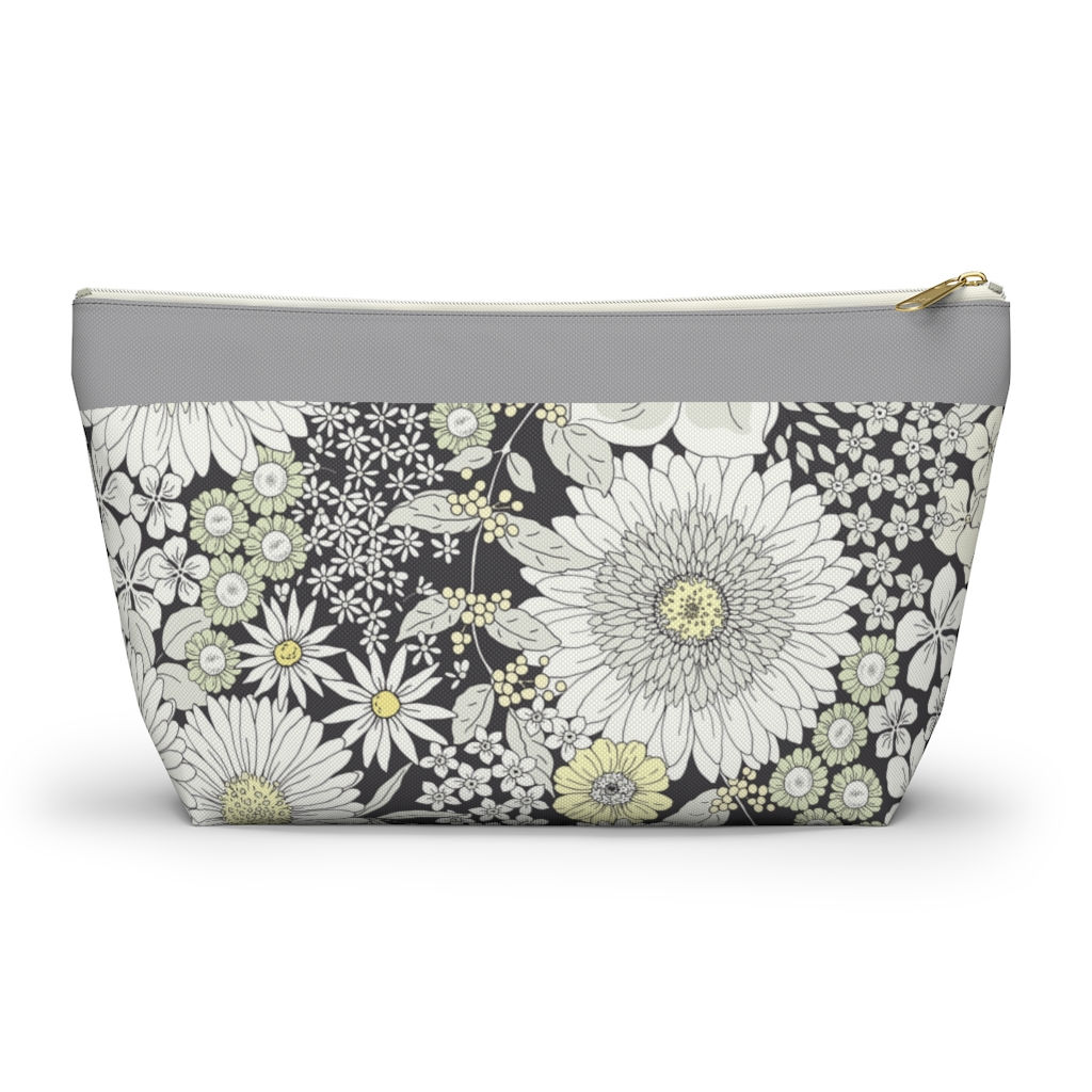 Gray Floral - Cosmetic Travel Bag